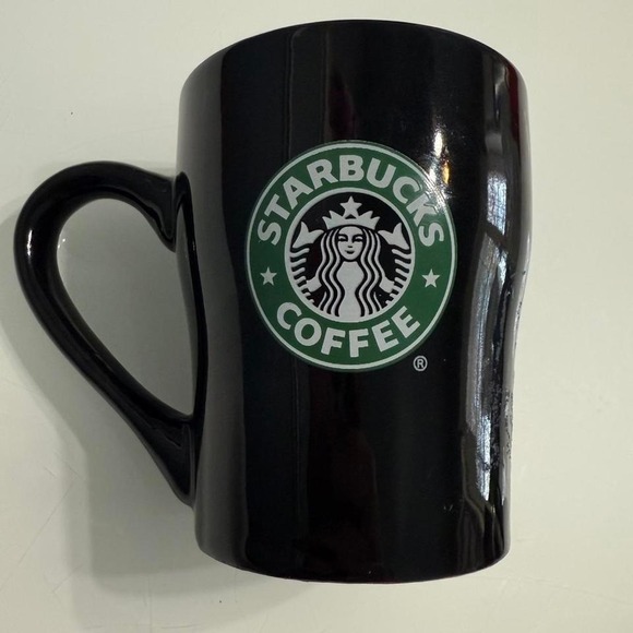 The Unbranded Brand Other - STARBUCKS 2008 Black Both Sides Mermaid Siren Logo Ceramic Coffee Mug Cup‎ 8oz